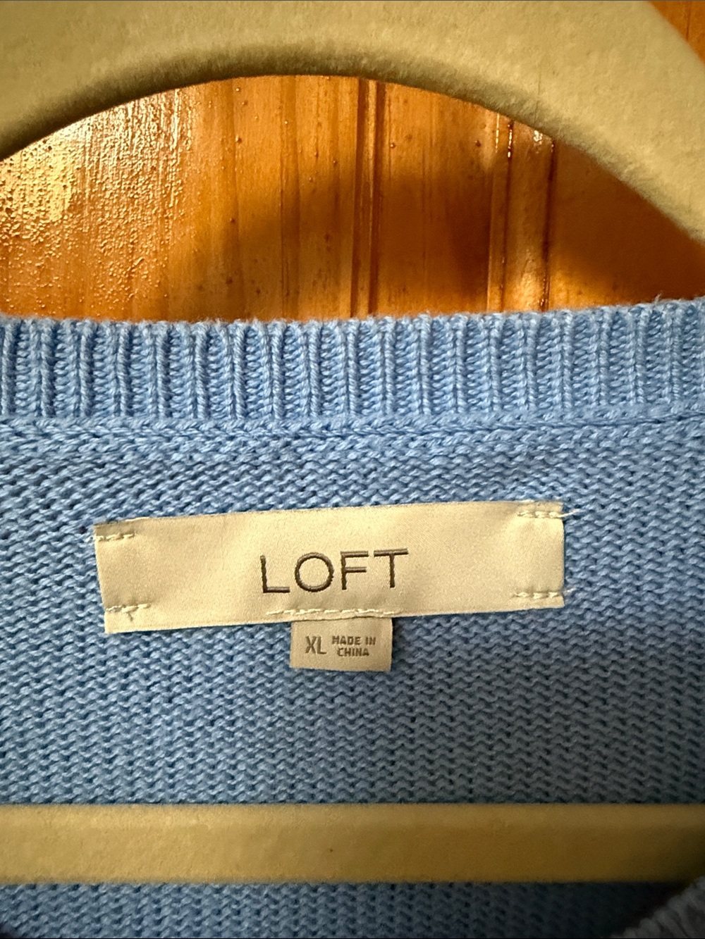 LOFT Powder Blue Embroidered Puff-Sleeve Sweater - Picture 3 of 5